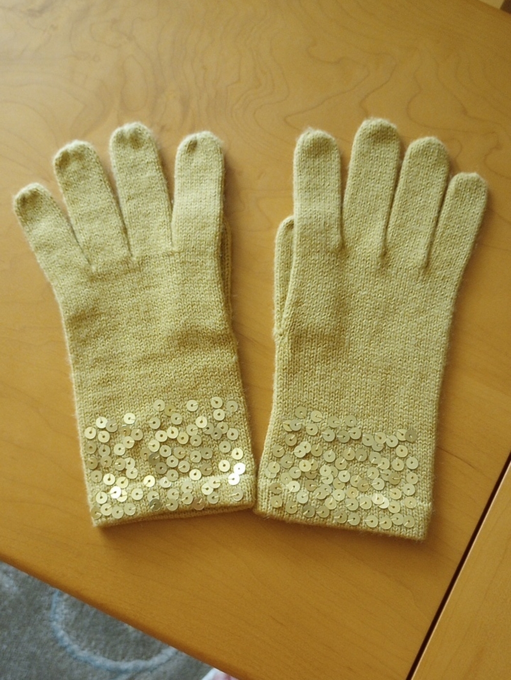 Gold Sequin Knit Women's Gloves